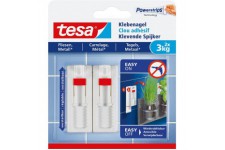 Tesa Clou Adhesif Ajustable pour Carrelage & Metal 3kg - Clou Autocollant pour Surfaces Lisses et Solides dans les Salles de Bai