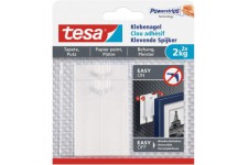 Tesa Clou Adhesif pour Papier Peint & Platre 2kg - Paquet de 2 Clous Adhesifs et 6 Languettes Adhesives