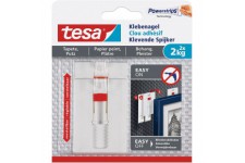 Tesa Clou Adhesif Ajustable pour Papier Peint & Platre 2kg - Hauteur Ajustable - Paquet de 2 Clous Adhesifs et 6 Languettes Adhe