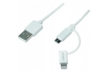 cu0115 USB vers Micro Sync et cable de Chargement avec Adaptateur Lightning Blanc 1.00m weiB