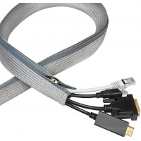 LogiLink KAB0072 - Gaine de cable avec Fermeture eclair pour proteger Les cables et pour Un Aspect soigne, Ø 20 mm, 2 m, Gris