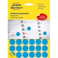 Avery Zweckform Pastilles Adhesives Diametre 18 Mm Bleues Contenu: 1056 Etiquettes (3375)