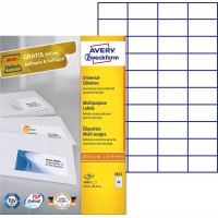 Avery 4000 Etiquettes Autocollantes Multi-usages (40 par Feuille) - 52,5x29,7mm - Impression Laser - Jet d'Encre - Blanc (3651)