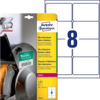 AVERY - Pochette de 80 etiquettes autocollantes ultra-resistantes aux conditions extremes en polyethylene, Personnalisables et i