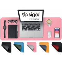 SIGEL SA605 Sous-main en cuir PU, portable, antiderapant, essuyable, double face, 80 x 30 cm, rose/argente