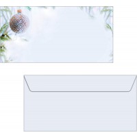 SIGEL DU302 Enveloppes motif etoiles et cristaux de Noel, vert/gris, format DL (11 x 22 cm), 50 pieces