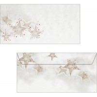 SIGEL DU250 Enveloppes motif etoiles de Noel, blanc/rouge, format DL (11 x 22 cm), 25 pieces