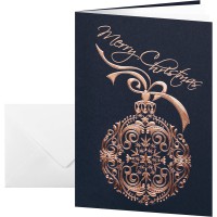 SIGEL DS346 10 Cartes de noel ou cartes de voeux fournies avec leur enveloppe, motif boule de noel, 10,5 x 21 cm, bleu nuit et c