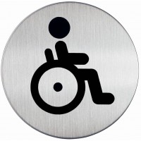 Durable 490623 Plaque de porte Picto ronde, WC pour handicapes, 83 mm, argent metallique