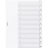 Durable 682119 Intercalaires Format A4 10 Touches - Onglets Soudes et Planches d'Insertions 1-10 - Page de Garde - Perforations 