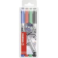 Stabilo - Write-4-all - Pochette de 4 Stylos-feutres - 1 mm - Vert/Rouge/Bleu/Noir