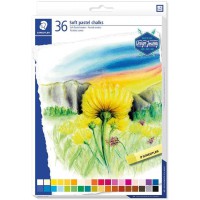 Staedtler Pastels tendres de qualite professionnelle, Couleurs lumineuses et facilement miscibles, etui carton avec 36 couleurs 