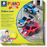 STAEDTLER , Kit"Course de police", pate a  modeler durcissante au four, 4 blocs de 42g, baton de modelage, instructions etape pa