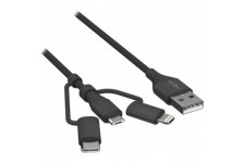 ANSMANN Cable USB 3 en 1 Micro/Type-C/Lightning, 120 cm, compatible avec tous les appareils courants, charges ou alim