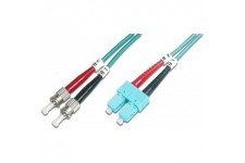 DIGITUS FO cable Patch OM3-1 m St vers SC cable Fibre Optique - LSZH - Duplex Multimode 50/125µ - 10 GBit/s - Turquoise