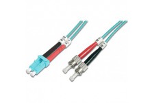 DIGITUS LWL cable Patch OM3-1 m LC vers St cable Fibre Optique - LSZH - Duplex Multimode 50/125µ - 10 GBit/s - Turquoise