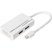 DIGITUS Cable repartiteur en Y DisplayPort Mini DP male vers DP Femelle avec HDMI Type A Femelle et DVI-I Femelle B