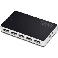 DIGITUS USB-Hub - 10 Ports - USB 2.0 Haut debit - 480 MBit/s - Plug&Play - Cable de Connexion 100 cm - Noir