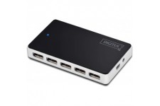 DIGITUS USB-Hub - 10 Ports - USB 2.0 Haut debit - 480 MBit/s - Plug&Play - Cable de Connexion 100 cm - Noir