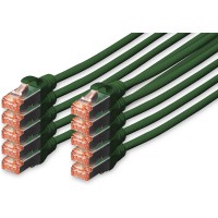 DIGITUS Cat 6 S-FTP Patch Cord, CU, LSZH AWG 27/7, Length 0.5 m, 10 Pieces, Color Green