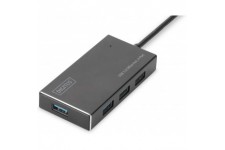 DIGITUS Hub USB - 4 Ports - Super Speed USB 3.0-5 Gbit/s - Plug & Play - Boitier en Aluminium - Noir