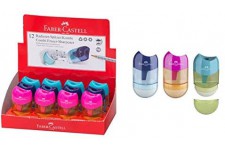 Lot de 12 : FABER-CASTELL Combi mini gomme - taille-crayon, praâ‚¬oe¡sentoir