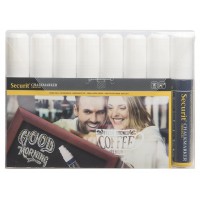 Securit Pochette de 8 marqueurs a  craie liquide pointe biseautee 7-15 mm Blanc