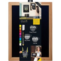 Securit Woody Tableau noir mural en teck 30 x 40 cm