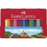 Faber-Castell Coffret de Crayons de Couleur Multicolore etui en metal 36 la¡pices Rouge