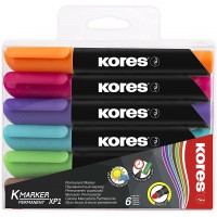 Kores - K-Marker XP1 : Marqueurs Permanents de Couleur, Pointe Ronde, Encre Impermeable a  l'Eau et a  Faible Odeur, pour Toutes