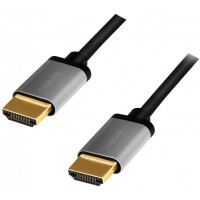 LogiLink Cable de raccordement HDMI 4 K/60 Hz, en aluminium, noir/gris, 1 m