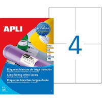 Apli 101169 Lot de 400 Etiquette polyester laser/copieur 105 x 148,5 mm Blanc