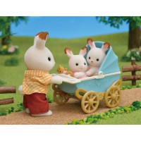 SYLVANIAN FAMILIES - 5432 - Les jumeaux lapin chocolat et poussette double - les meubles