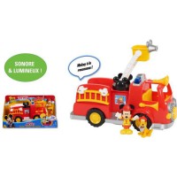 Mickey, Camion de Pompier , avec fonctions sonores et lumineuses, 2 figurines incluses, Jouet pour enfants des 3 ans, MCC00