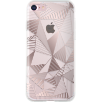 Coque semi-rigide transparente triangles rose doré pour iPhone SE (2020)/8/7