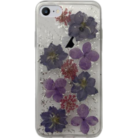 Coque semi-rigide transparente avec fleurs violettes pour iPhone IP SE (2020)/8/