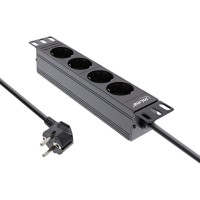 Inline® 10 "PDU, prise de protection à 4 ports, sans commutateur, 2m, noir