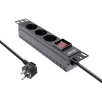 Inline® 10 "PDU, douille de protection à 3 ports, avec commutateur, 2m, noir