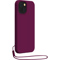 Coque iPhone 14 Plus Silicone + dragonne assortie Violet Bigben