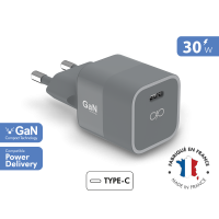 Chargeur maison 30W Power Delivery GaN Garanti à vie Gris - Fabriqué en France Force Power