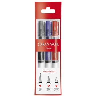 CARAN D'ACHE Pinceau aquarelle à réservoir d'eau, set de 3