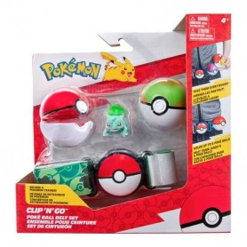 Ceinture Clip 'N' Go BANDAI - Pokémon - 1 ceinture, 1 Poké Ball, 1 Nest Ball et 1 figurine 5 cm Bulbizarre