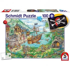 Dans la baie aux pirates - avec add on (drapeau pirate) - 100 pcs - SCHMIDT SPIELE