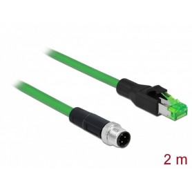 Câble de réseau M12 4 broches D-coded sur prise RJ45 PVC 2 m