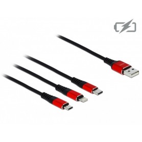 DeLOCK Câble USB de Chargement 3-en-1 pour Lightnin/Micro USB/USB Type-C 1 m