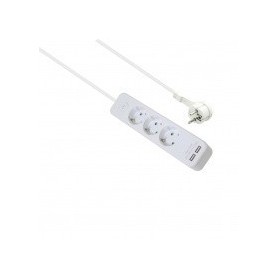  Multiprise ADVANCED - 3 prises - Chargeur USB blanc - 1,5 m - Avec interrupteur