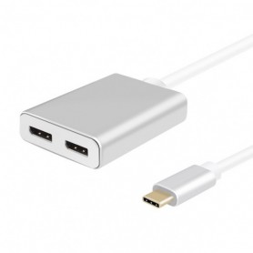  SPLITTER, USB 3.1 Type-C ST./2X DISPLAYPORT HEMBRA, PREMIUM 4K, PLATA