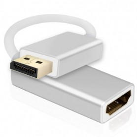  Câble adaptateur DisplayPort mâle/HDMI femelle Premium 4K Argent