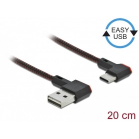 Câble USB 2.0 Easy fiche A vers fiche C, coudé, 0,2 m