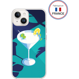 Coque résine cockatail bleu effet miroir